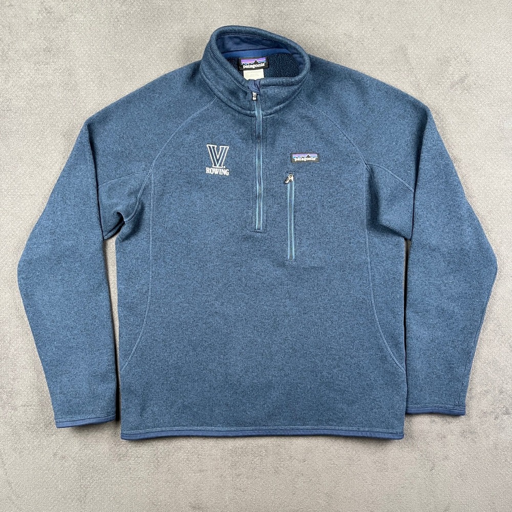 Patagonia Better Sweater 1/4 Zip Mens Medium Blue Fleece Villanova Rowing 25521